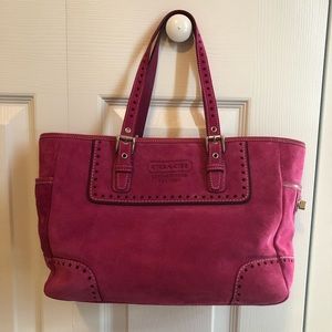 NWOT COACH Pink Suede Handbag